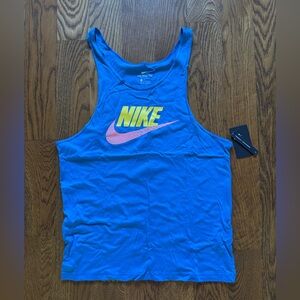 NWT Nike Blue Athletic Tank Top with Multicolor Swoosh Size Medium Men’s